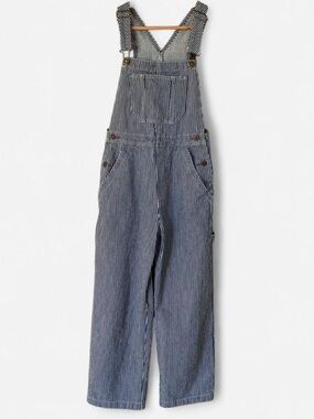 Railroad stripe overalls pinstripe navy blue white xs vintage long carpenter